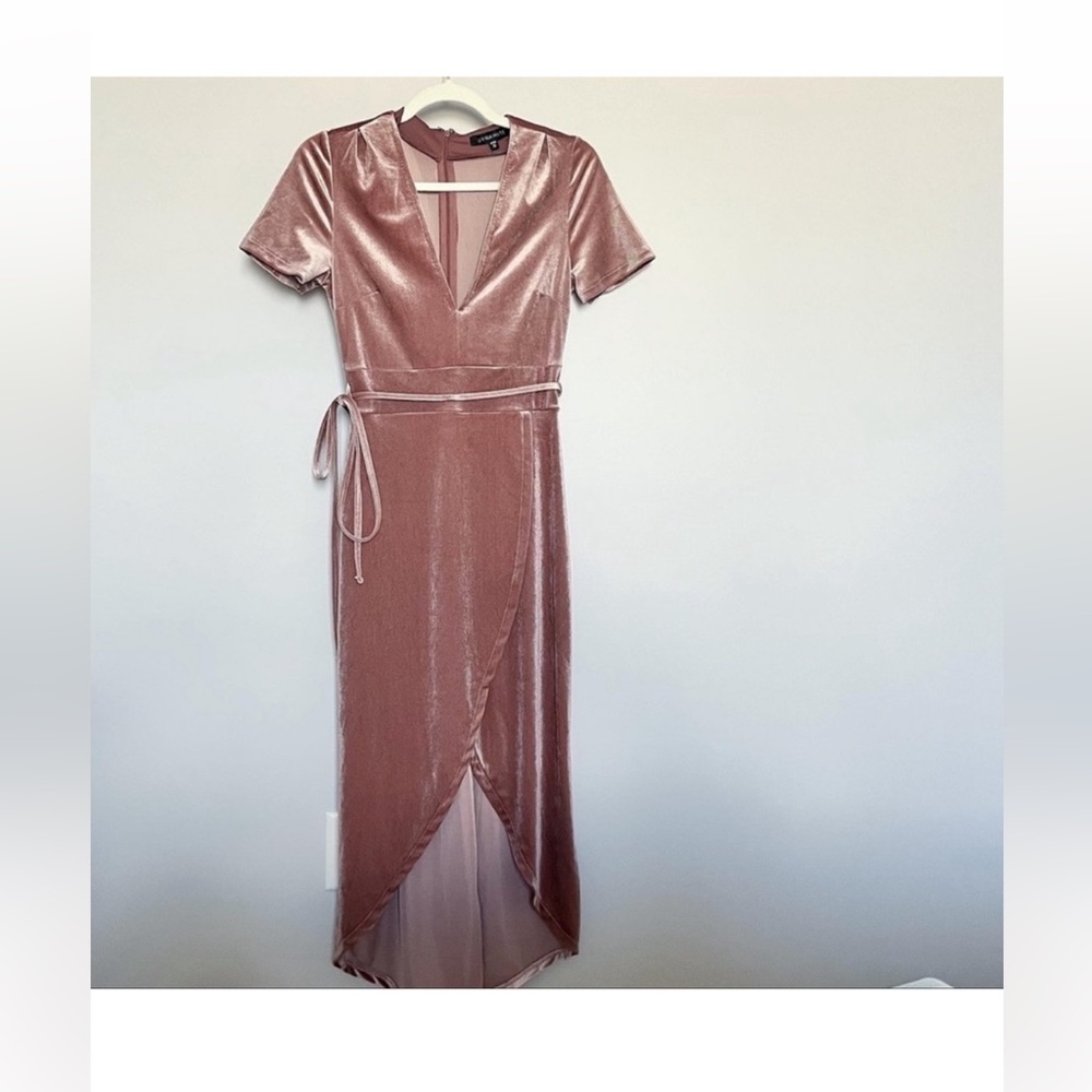 Cute velvety high low midi dress